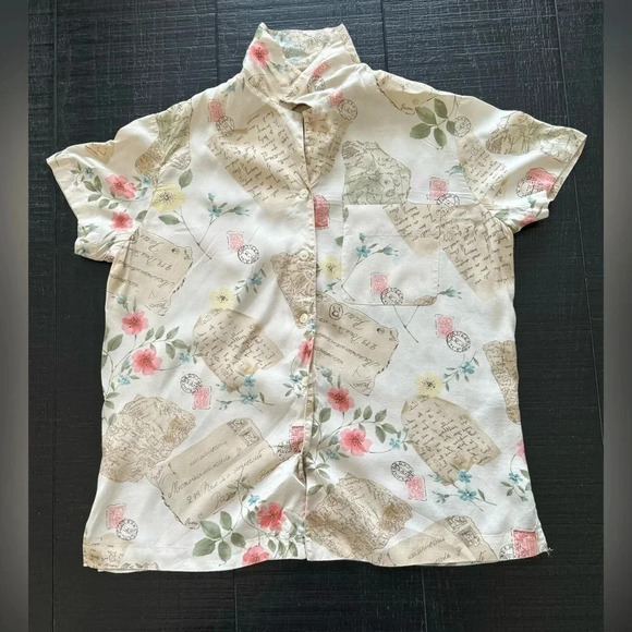 Liz Claiborne Size Small Petite Petite(PP) Floral Collar button up Shirt - Picture 1 of 3